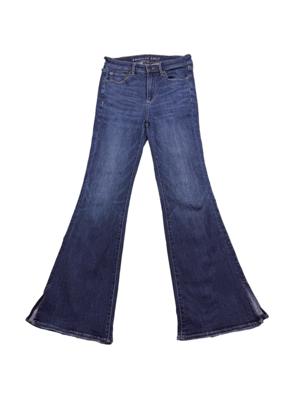 American Eagle Super Hi-Rise Flare Denim Jeans Size 4 Festival Dark Wash